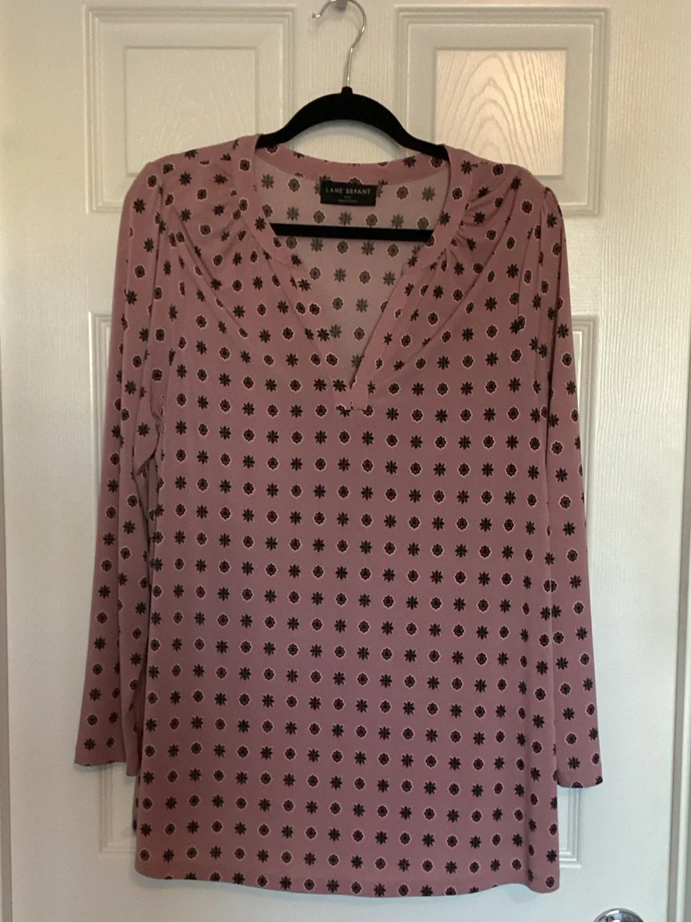 Lane Bryant Mauve Floral-Print V-Neck Tunic - Picture 1 of 5